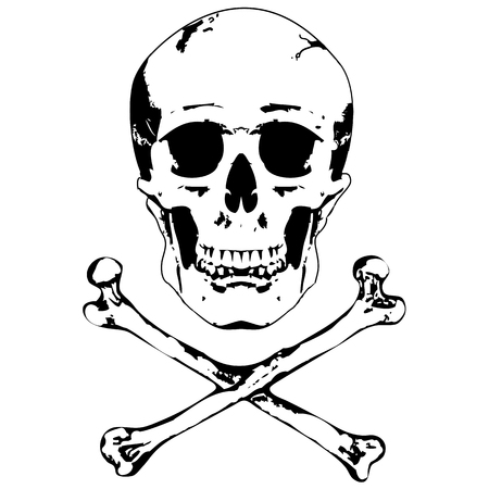 Skull and crossbones. Illustration on white backgroundのイラスト素材