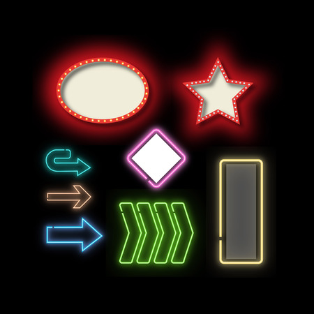 Vintage frames for the text and Neon Lights frame elements setのイラスト素材