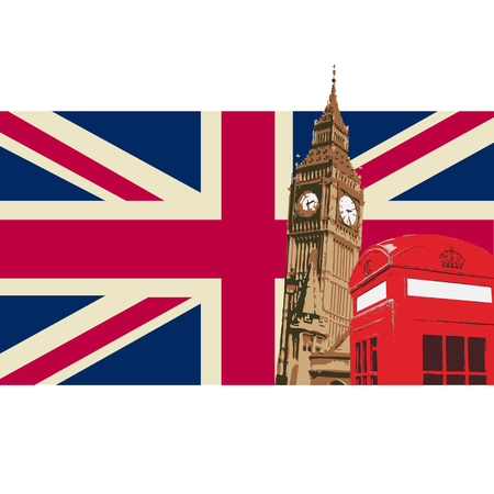 United kingdom Design with Big Ben London Flagのイラスト素材