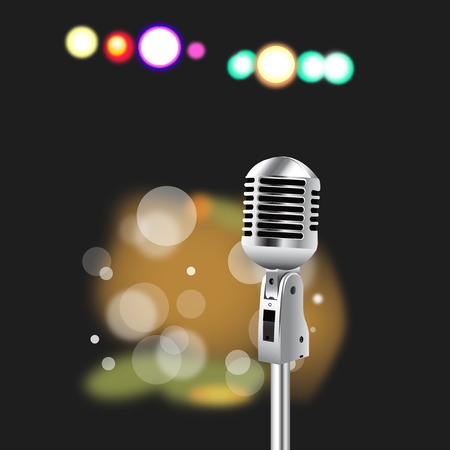 Retro Microphone on abstract  Spotlight background for Karaoke Partiesのイラスト素材