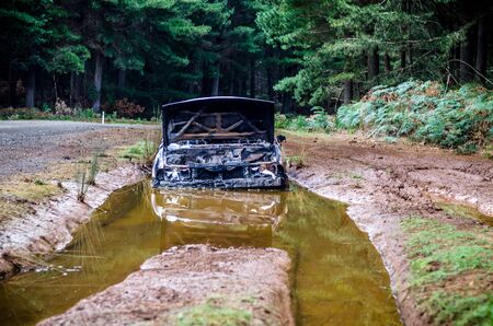old car in Mountain Valley Wilderness Tasmania Australiaの写真素材