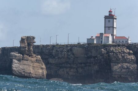 rock formation peniche seaside municipality oeste region estremadura province portugalの写真素材