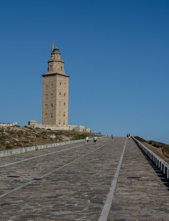 tower of Hercules ancient roman lighthouse on peninsula centre of a coruna galicia spainの写真素材