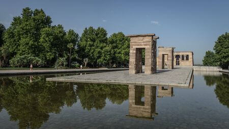 temple of debod ancient egyptian temple in plaza de espana madridの写真素材