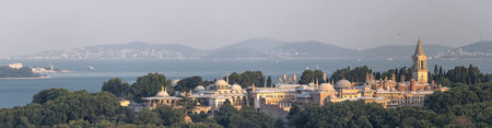 panoramic sunset view on Istanbul in augst summerの写真素材