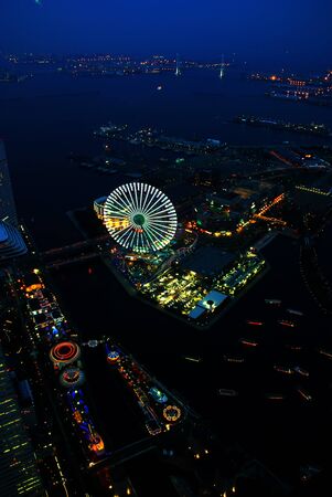 City and Bay at Nightの写真素材