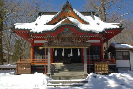Shinto Shrine Snow Driftedの写真素材