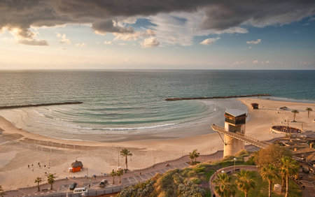 Sunrise on mediterranean sea, Israel, Natanya.の写真素材