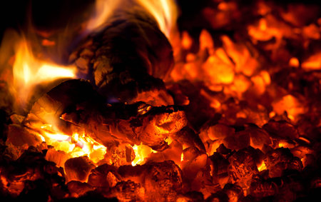 Burning down fire wood in the furnace