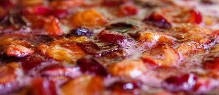 Jam making from mature plumsの写真素材