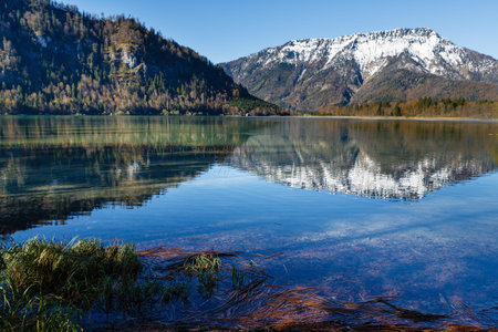Landscape with the mountain lake in the Austrian Alps