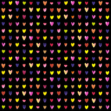 Watercolor colourful pattern. Hearts. Valentines day. I love youの写真素材