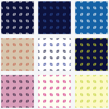 Collection of seamless pattern with abstract nut shape; horizontal rows of abstract beans shapes