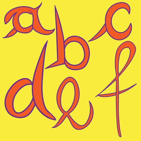 Wallpaper with colorful letters; font and alphabet letters; vector stylized colorful a,b,c,d,e,f; typography designのイラスト素材