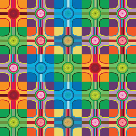 multicolored stripe intersecting in a colorful circle with spiral in the middleのイラスト素材