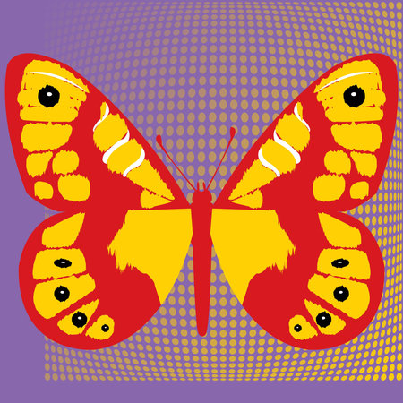 butterfly on a background of halftone dots. vector illustrationのイラスト素材