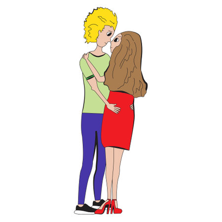 Couple in love. Vector illustration of a man and woman.のイラスト素材