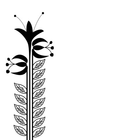 Black silhouettes of plant ornaments greetingのイラスト素材