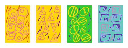 Set of doodle hand draw of geometrical shapes wallpaperのイラスト素材