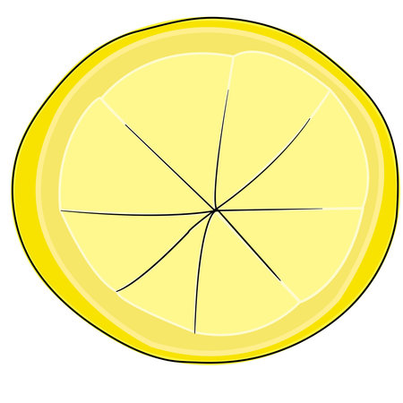 Lemon slice outlined isolated on white background; doodle lemon slice; half of lemonのイラスト素材