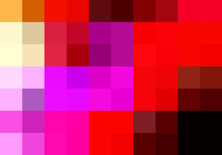 Abstract pixel art background; abstract geometric background with magenta, red, black, yellow squares backdrop; can be used for posters, cards, greetings, announcements, web banners; vibrant colors transition from orange to blackのイラスト素材