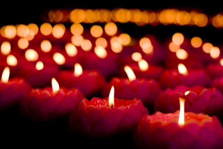 Lotus candle at a buddhist temple during the celebration of Wesakの写真素材