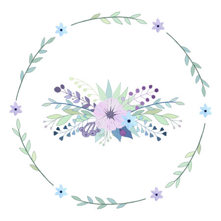 Vector pastel flowers collage. hand drawn floral elements background. For cards, invitations, save the date cardsのイラスト素材