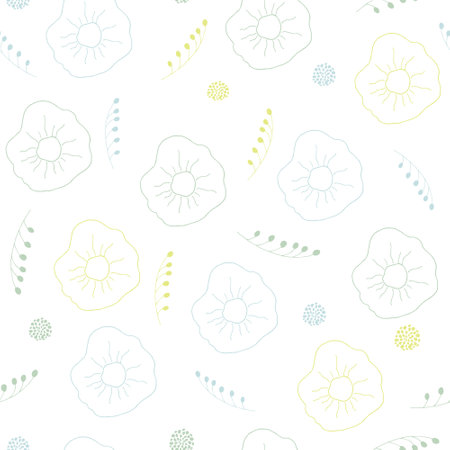 Flower light seamless pattern on white backgroundのイラスト素材