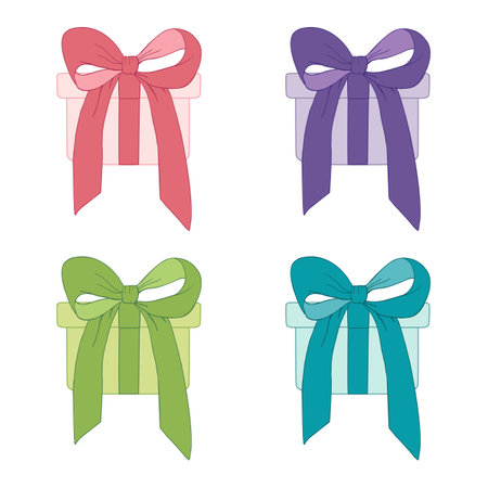 Hand drawn set of presents in different colors. gift. vector artのイラスト素材