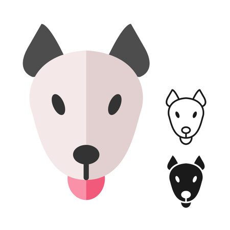Dog head simple icons. bull terrier. Set of colored and monochrome icons. Animals. simple flat design. vector artのイラスト素材