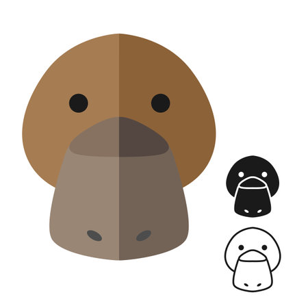 Platypus head simple icons. Set of colored and monochrome icons. Animals. simple flat design. vector artのイラスト素材