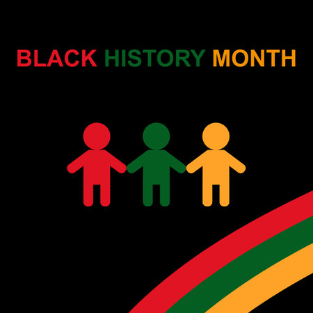Black history month. African American History. Green, yellow and red flag. people icon. Celebrated annual.のイラスト素材