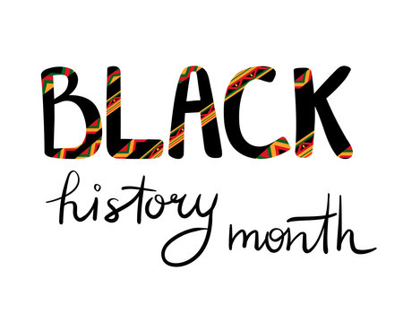 Black history month. African American History. Celebrated annual. Lettering with geometric pattern in green, yellow and red colors. isolated on whiteのイラスト素材