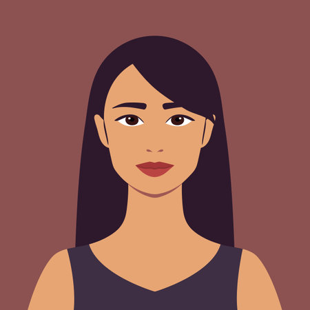 Portrait of a beautiful woman in flat style. Avatar for social media. abstract female portraitのイラスト素材