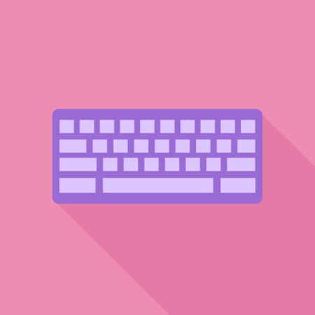 Purple computer keyboard icon in flat style on pink background. vector illustrationのイラスト素材