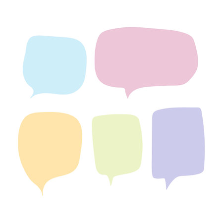 Hand drawn doodle speech bubbles set. Quote balloon blank template collection. Colorful empty shapes with copy space. vector illustrationのイラスト素材