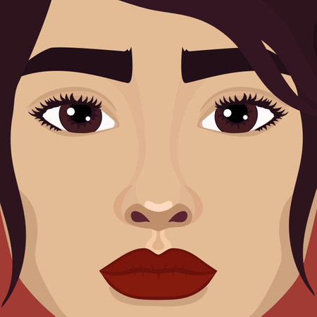 Beautiful Latin or Hispanic girls face close up. Woman with brown hair and brown eyes. vector illustrationのイラスト素材