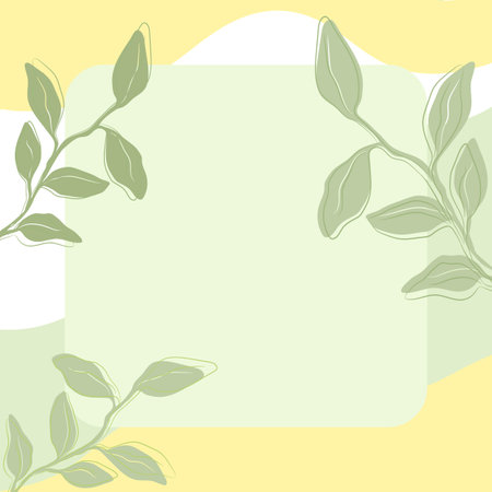 Botanical template with plants and copy space for a text. Hand drawn elements in elegant vector illustrationのイラスト素材