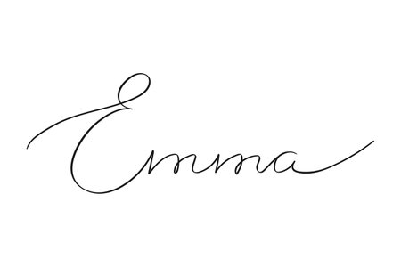 Female name Emma. Girl's name Handwritten lettering calligraphy typescript isolated on white background. vector artのイラスト素材