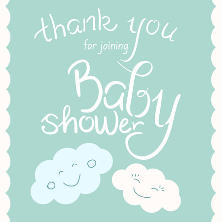 Baby shower thank you card. Honoring mommy to be. cute cartoon cloudsのイラスト素材
