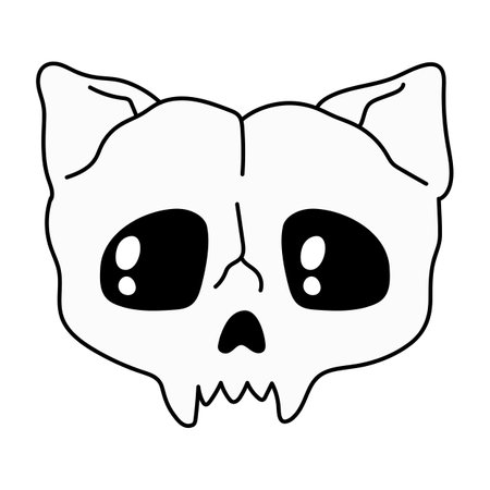Hand drawn cat skull isolated on white background. Vector illustrationのイラスト素材