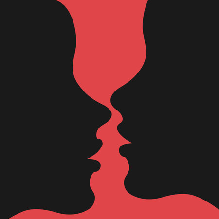 Silhouettes of two kissing women. Lesbian couple kissing. Vector illustrationのイラスト素材
