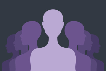 People silhouettes. Social identification, individuality or loneliness concept. Vector illustrationのイラスト素材