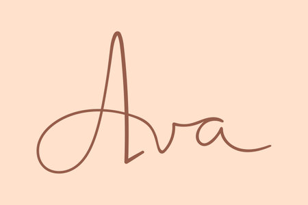 Female name Ava. Handwritten lettering calligraphy Girl name. Vector illustrationのイラスト素材
