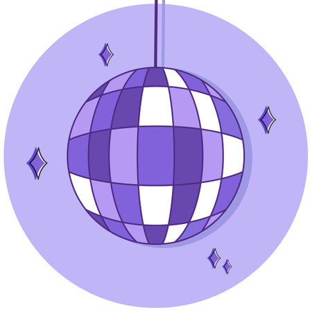 Sparkling bright disco ball in purple colors. Vector illustrationのイラスト素材