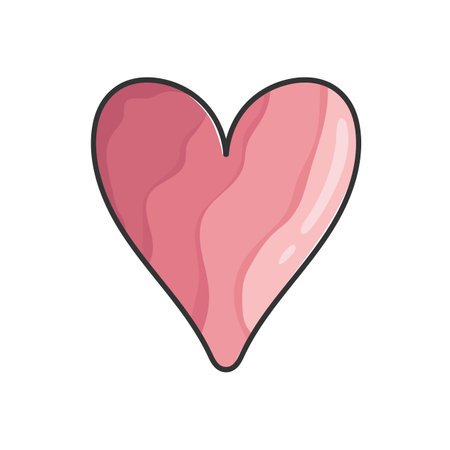 Simple doodle heart gem stone texture colored. Hand drawn heart shaped stone. Vector illustrationのイラスト素材