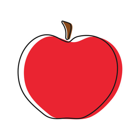 Hand drawn doodle apple on white background. Fruit outline. Vector illustrationのイラスト素材