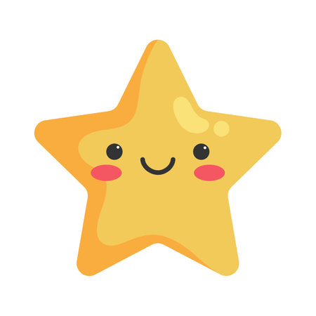 Cute cartoon smiling star character. Childish style. Moon icon. Vector illustrationのイラスト素材