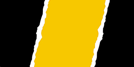 Cut and torn paper banner with place for text. Black and yellow template. Vector illustrationのイラスト素材