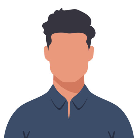 Abstract faceless young man with stylish haircut. Male avatar. Vector illustrationのイラスト素材